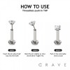 SQUARE CZ PRONG TOP THREADLESS (PUSH IN) 316L SURGICAL STEEL LABRET SET